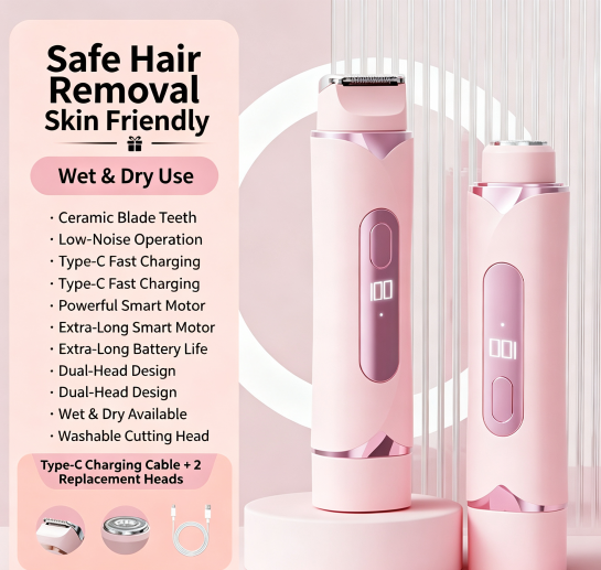 Women Electric Hair Remover, Dual‑Head Shaver