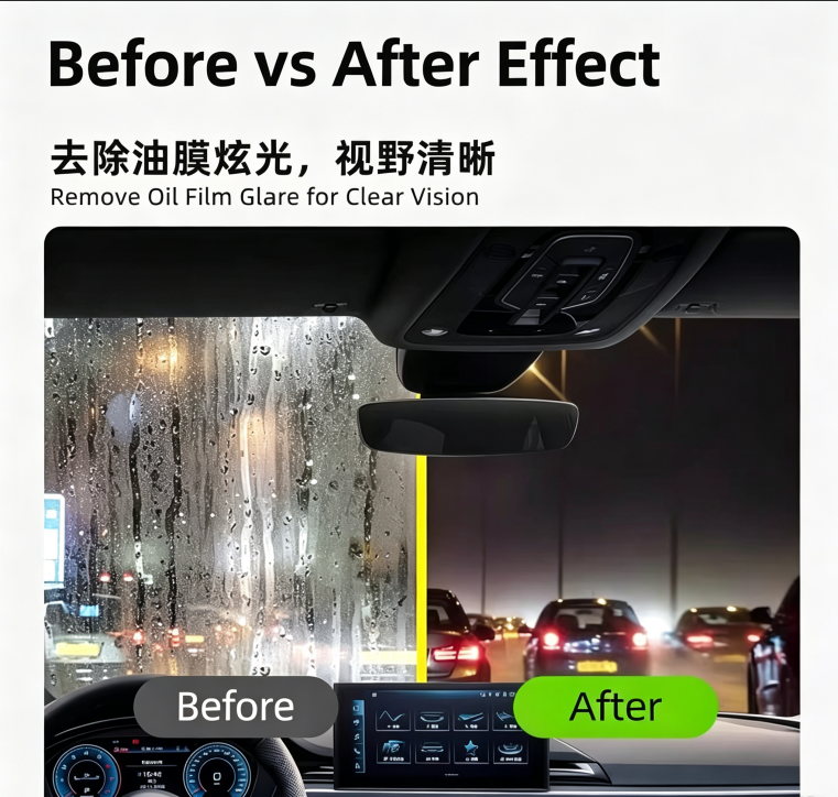 Car Oil Film Remover Cleaner, Windshield Glass Oil Film Eraser Wipe