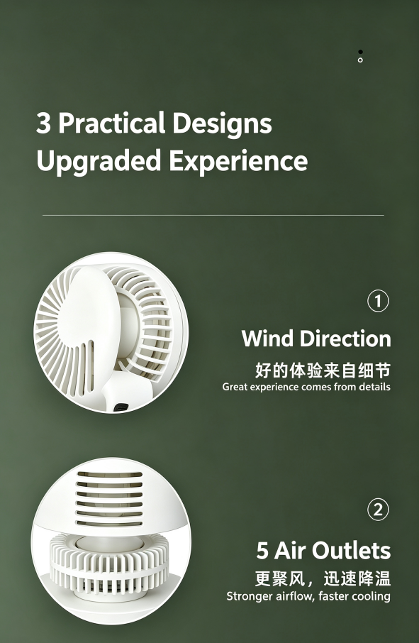 Mini Cyclone Portable Buckle Fan, Waist-hung Handheld Leafless Clip Fan