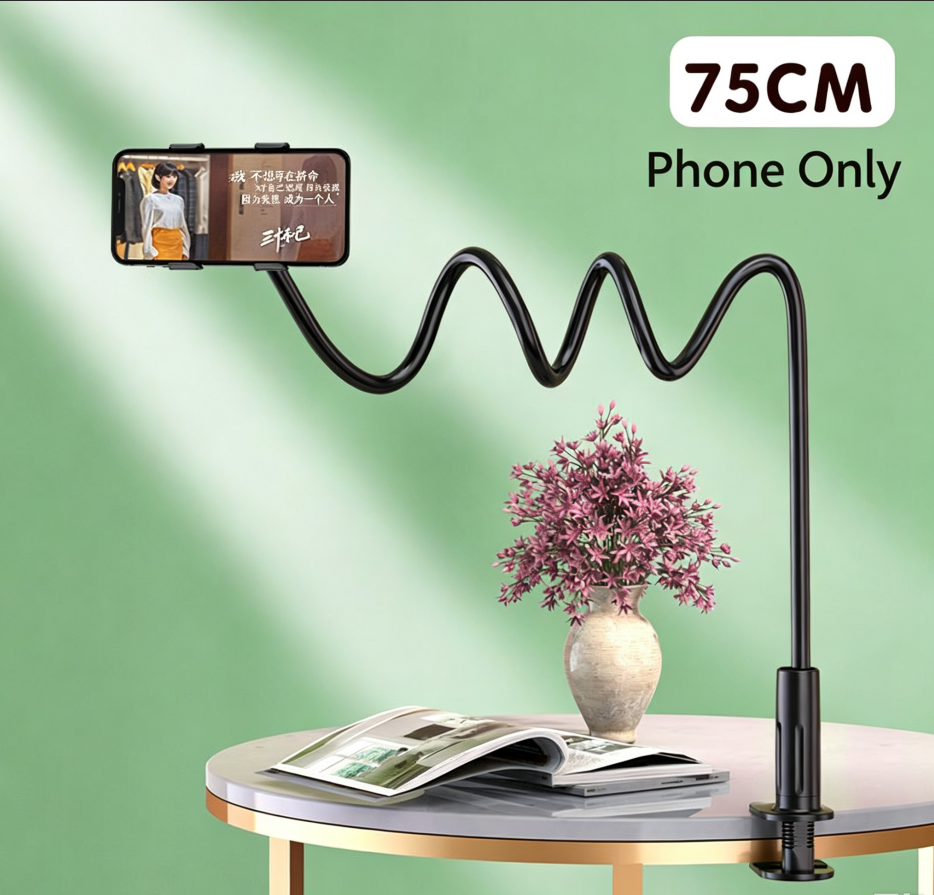 Dual Clip Lazy Phone Stand for Live Streaming, Desktop & Bedside Use
