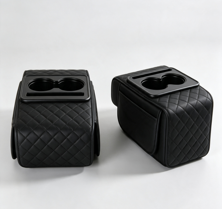 4‑in‑1 Multifunctional Car Armrest Box, Tissue Holder Cup Holder Storage Organizer Pad