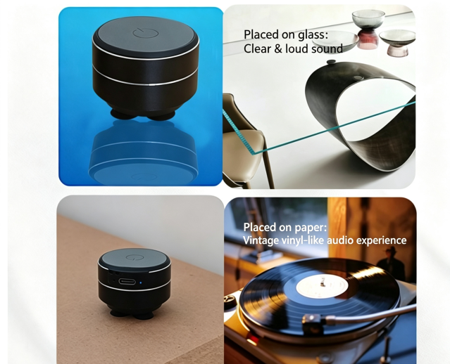 Bone Conduction Bluetooth Speaker, Coin‑Sized Ultra‑Portable Mini Vibration Sound Box