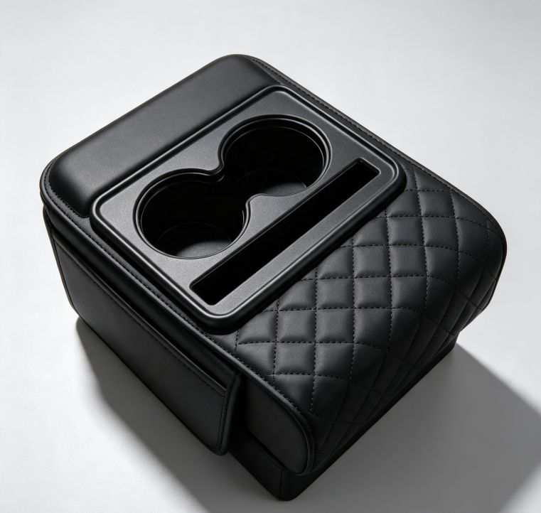 4‑in‑1 Multifunctional Car Armrest Box, Tissue Holder Cup Holder Storage Organizer Pad