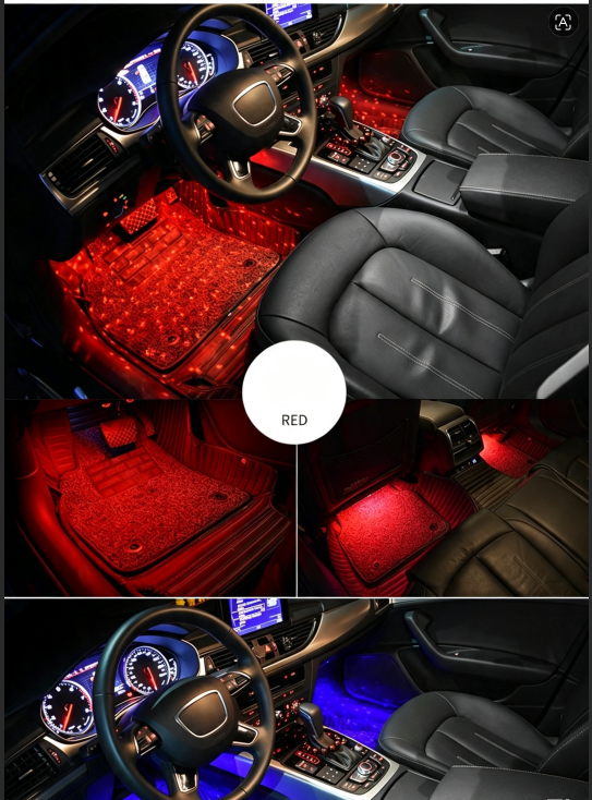 Wireless USB Car Floor LED Atmosphere Light, Sound Activated Interior Decor Lamp