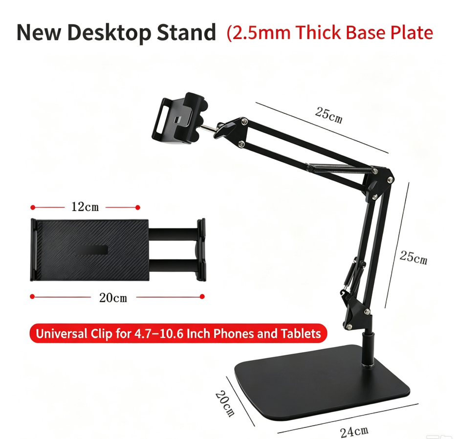 Foldable Adjustable Phone & Tablet Stand for Desk & Bed