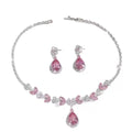 Shiny Zircon Pearl Necklace & Earrings Jewelry Set