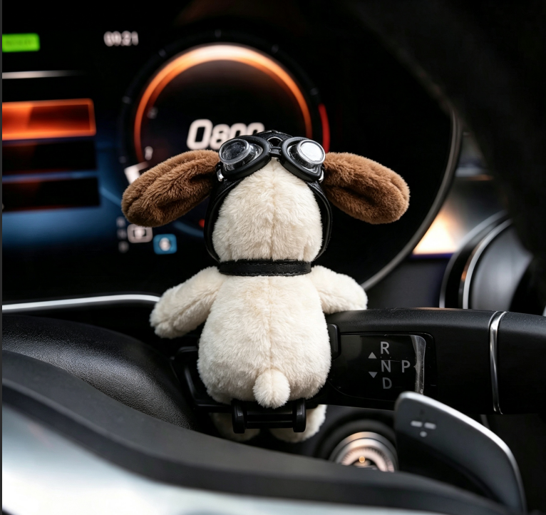 Cute Plush Dog Doll Car Dashboard Decor, Adorable Auto Interior Ornament