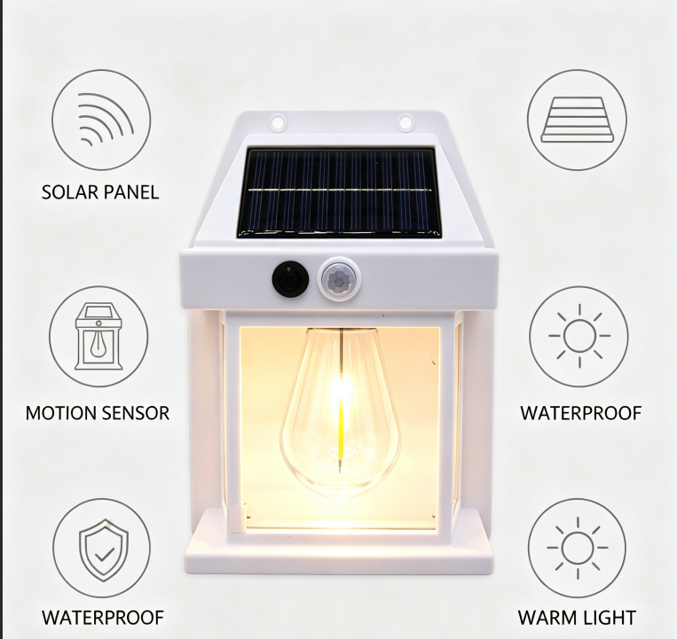 Solar Outdoor Wall Lamp, Waterproof Filament Sensor Garden LightSolar Outdoor Wall Lamp, Waterproof Filament Sensor Garden Light