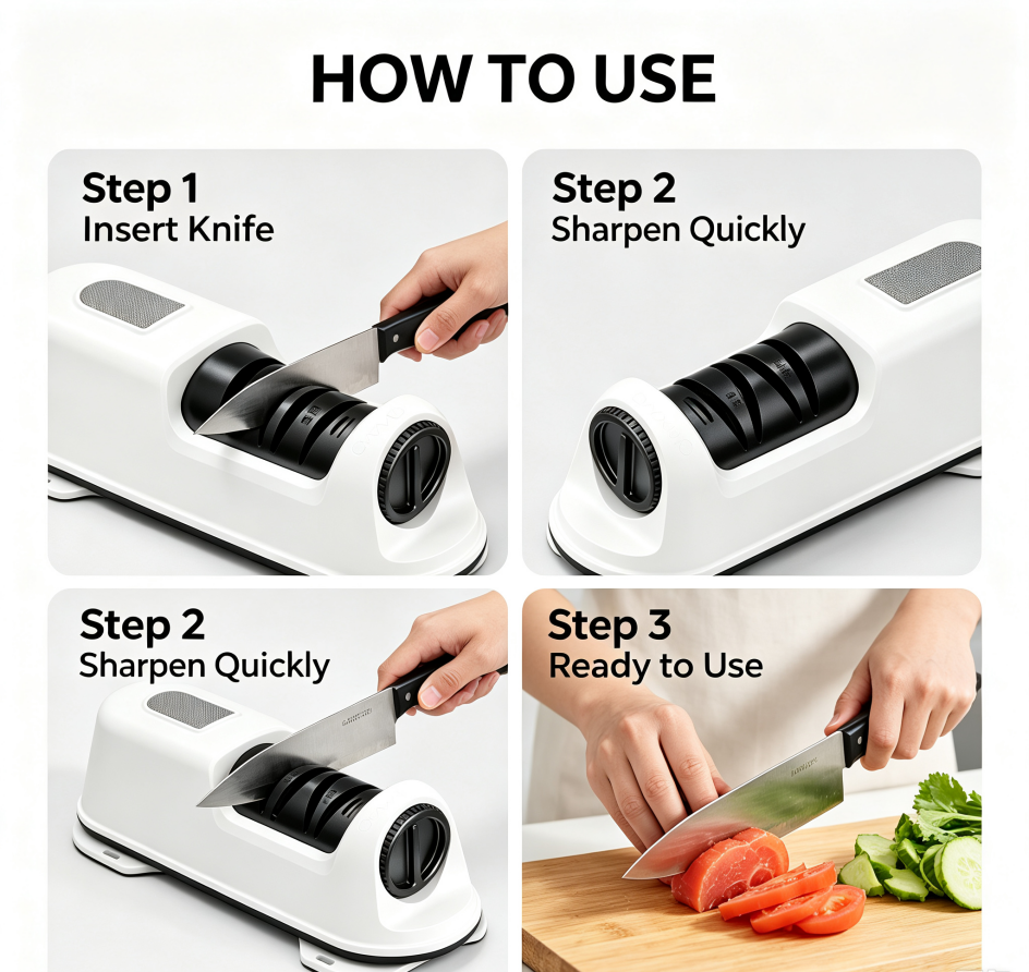 Electric Knife Sharpener, Automatic Electric Sharpening Tool for Kitchen Knives Bullet Points