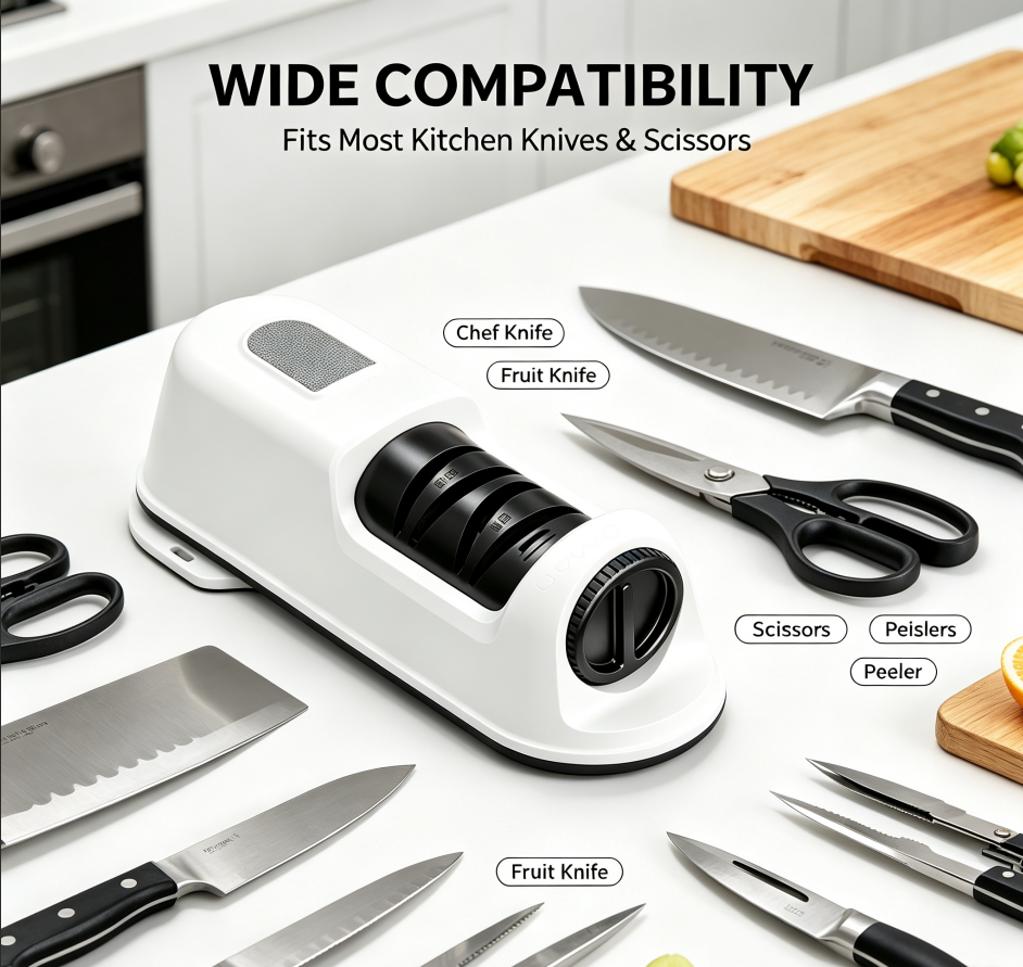 Electric Knife Sharpener, Automatic Electric Sharpening Tool for Kitchen Knives Bullet Points