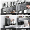 Wall‑Mounted Kitchen Utensil Storage Rack, Multi‑Function Knife & Chopstick Holder