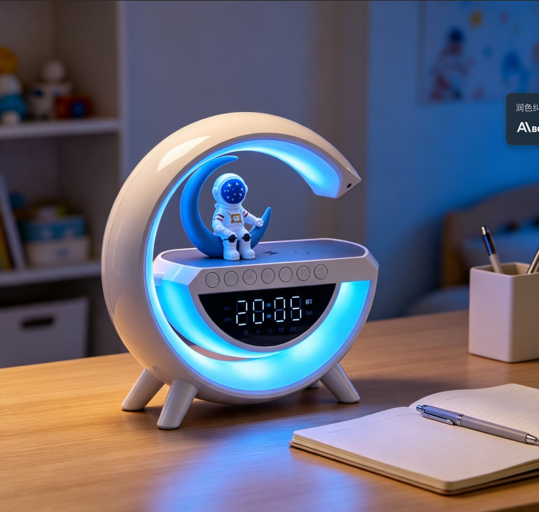 Multi‑Function Desk Lamp, Power Bank Bluetooth Speaker Alarm Clock Ambient Night Light