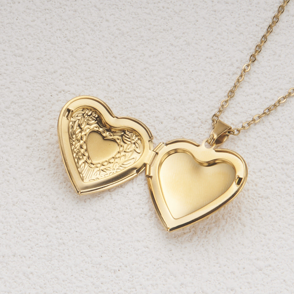 Women Openable Heart Locket Pendant Necklace, Memory Photo Keep‑Sake Clavicle Chain Jewelry