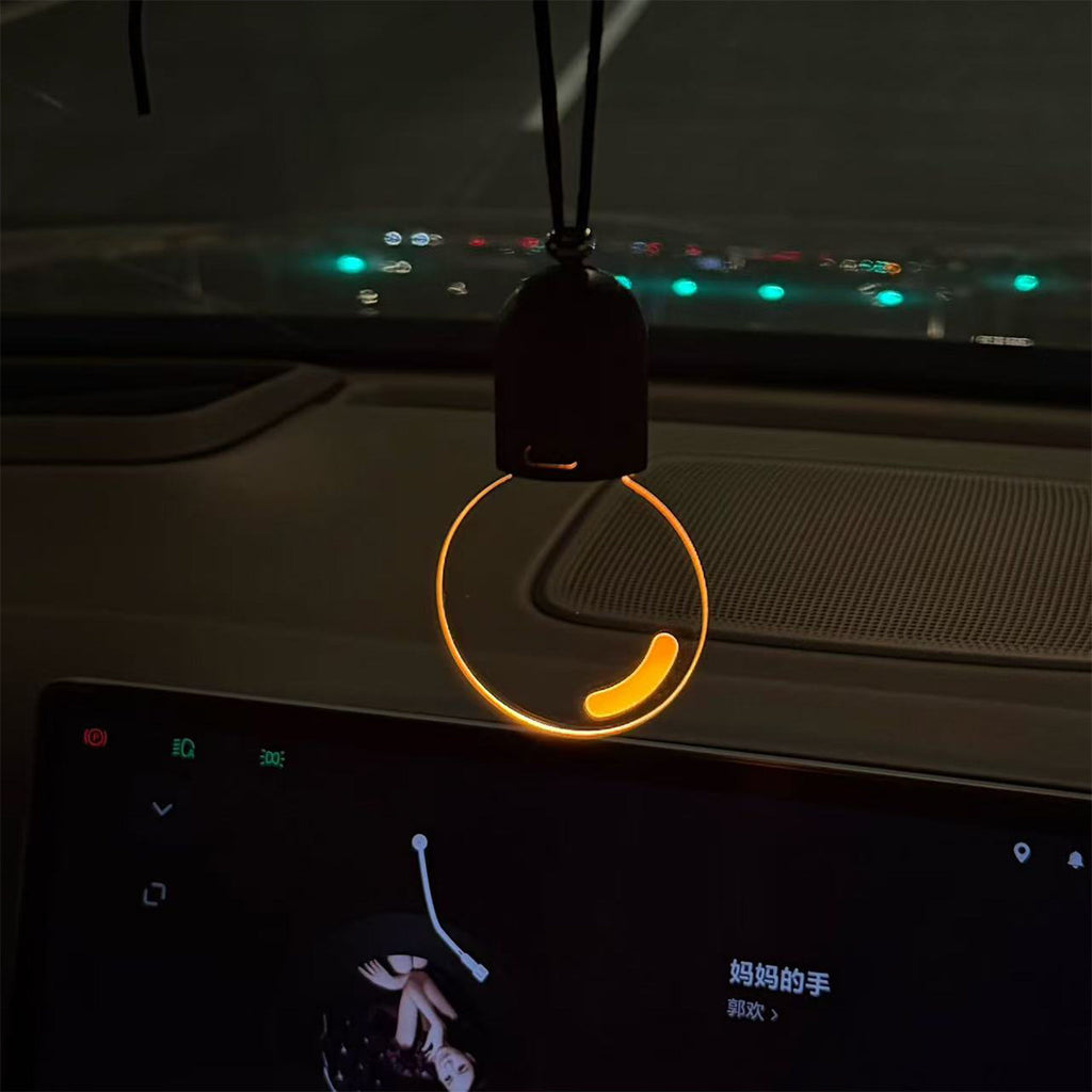 Rechargeable Vibration‑Activated Smiley Car Hanging Lamp, Retro Edison Decor Light