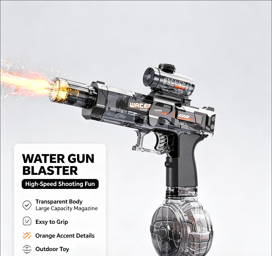Electric Water Gun, High‑Speed Burst Shooting Toy with Recoil Action & Cool Flashing LED Light