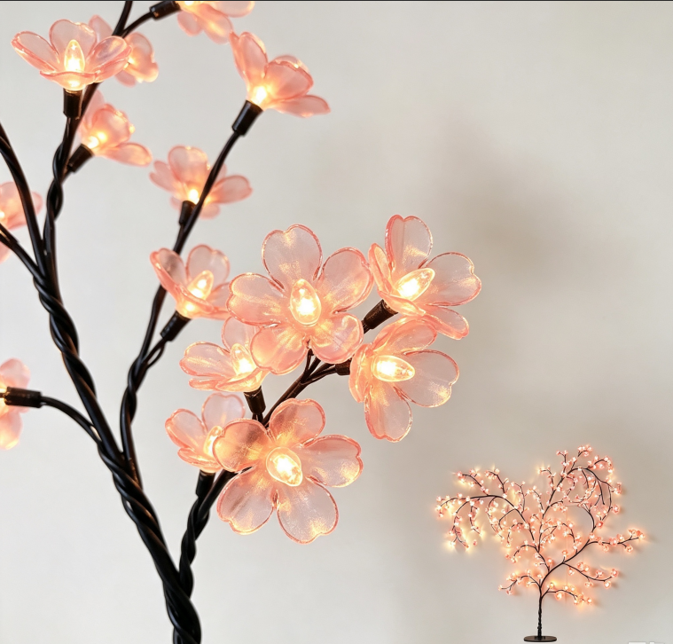 Remote‑Controlled LED Cherry Blossom Tree Vine Light, Flexible Wall Hanging Decor Lamp