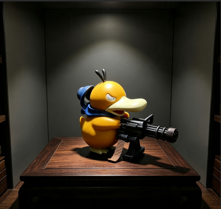 Funny Gatling Psyduck Figurine, Cool Duck Car Interior & Desktop Decor Accessory