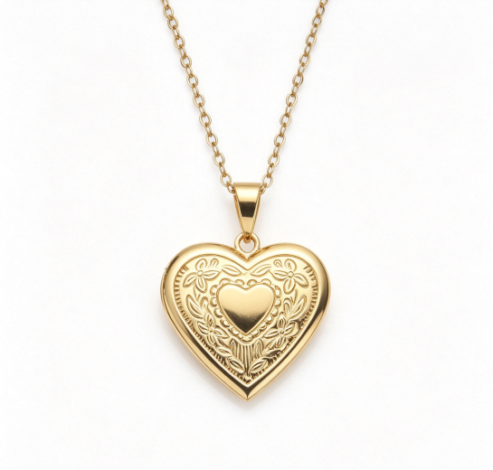 Women Openable Heart Locket Pendant Necklace, Memory Photo Keep‑Sake Clavicle Chain Jewelry