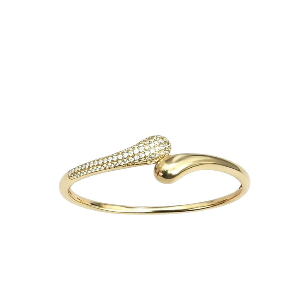 Luxury Niche Snake Waterdrop Full Paved Zircon Bangle, Anti-fade Gold Plated Designer Bracelet