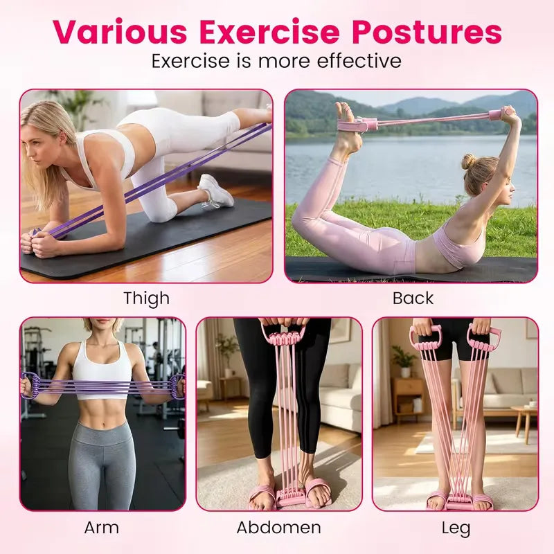 6-Tube Upgraded Foot Pedal Resistance Band Fitness Pull Rope
