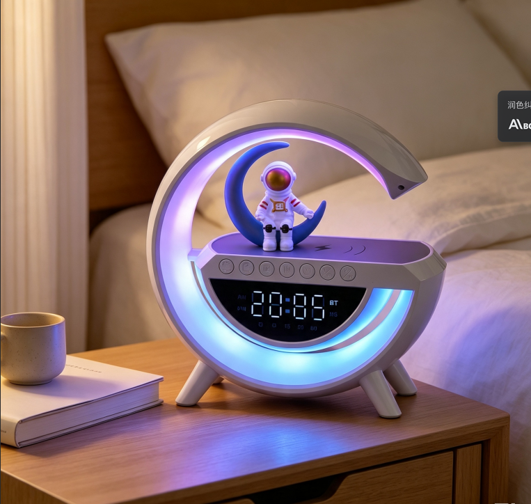 Multi‑Function Desk Lamp, Power Bank Bluetooth Speaker Alarm Clock Ambient Night Light