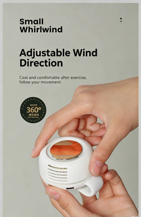 Mini Cyclone Portable Buckle Fan, Waist-hung Handheld Leafless Clip Fan