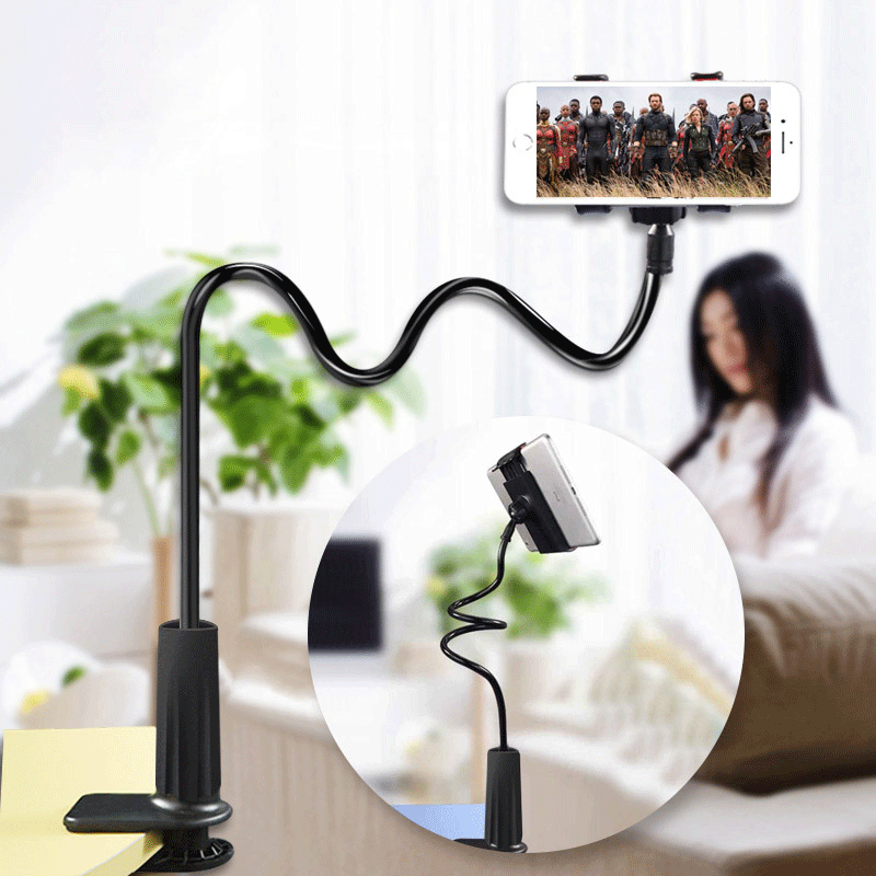 Dual Clip Lazy Phone Stand for Live Streaming, Desktop & Bedside Use