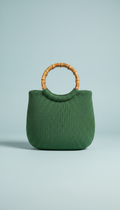 Market bag with green jade bamboo handle