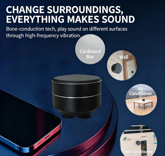 Bone Conduction Bluetooth Speaker, Coin‑Sized Ultra‑Portable Mini Vibration Sound Box
