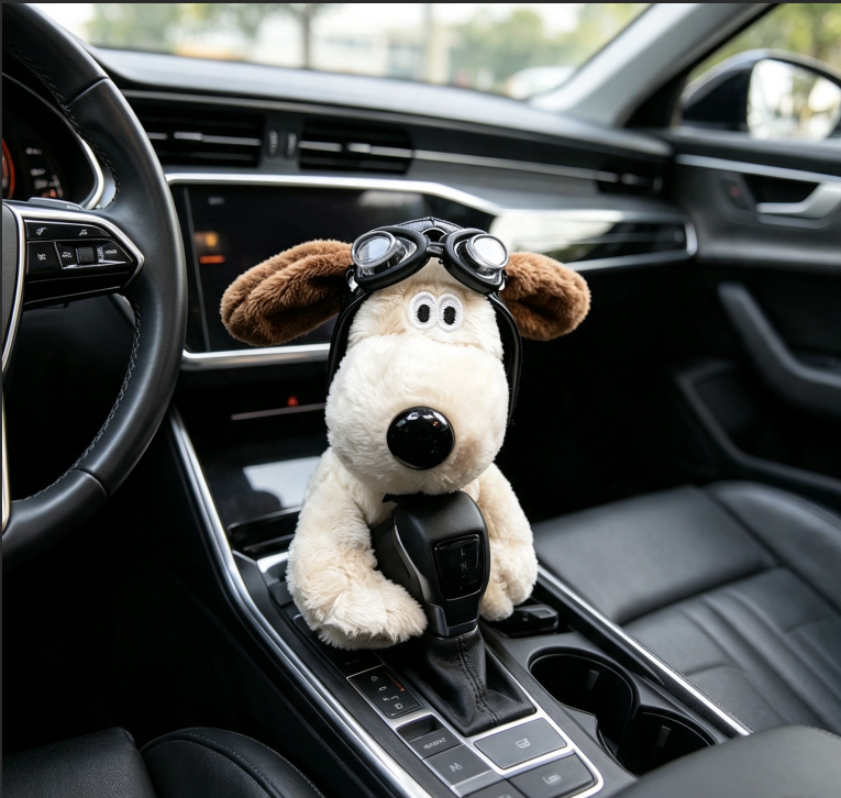 Cute Plush Dog Doll Car Dashboard Decor, Adorable Auto Interior Ornament