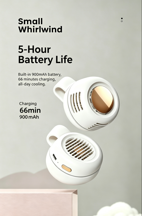 Mini Cyclone Portable Buckle Fan, Waist-hung Handheld Leafless Clip Fan