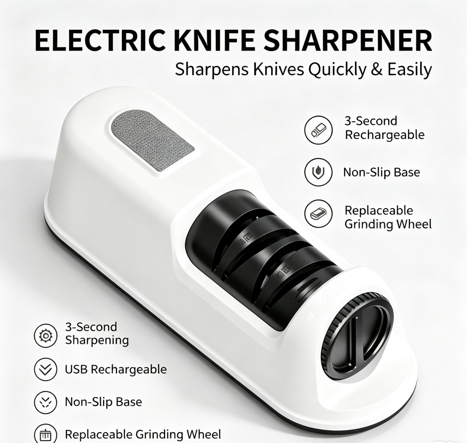 Electric Knife Sharpener, Automatic Electric Sharpening Tool for Kitchen Knives Bullet Points