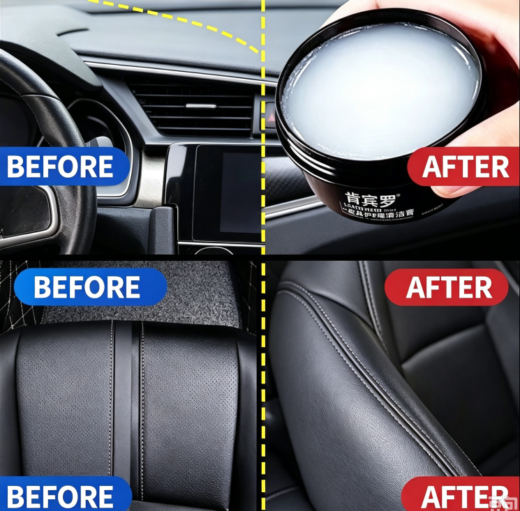 Car Interior Leather Care Cream, Real Leather Seat & Upholstery Conditioner Wax