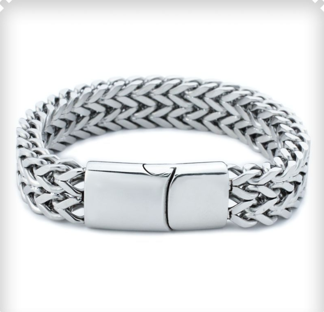 Titanium Steel Bracelet, Stainless‑Steel Braided Double‑Sided Dragon Bone Magnetic Clasp