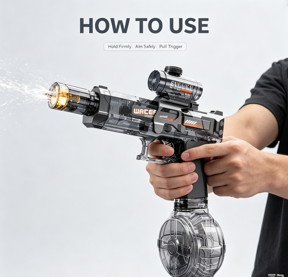 Electric Water Gun, High‑Speed Burst Shooting Toy with Recoil Action & Cool Flashing LED Light