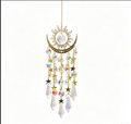 Golden Flame Moon Crystal Sun Catcher, Rainbow‑Maker Window Hanging Ornament