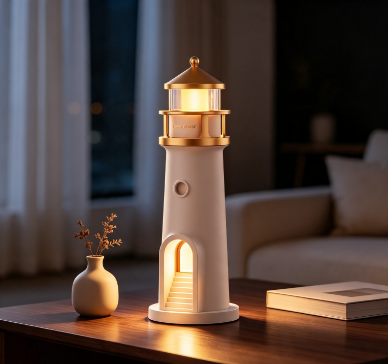 Lighthouse Shape Moon Ambient Night Light, Bedroom Bedside Sleep‑Aid Table Lamp
