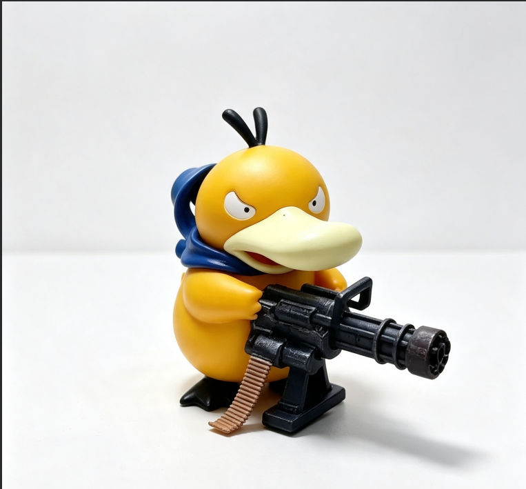 Funny Gatling Psyduck Figurine, Cool Duck Car Interior & Desktop Decor Accessory