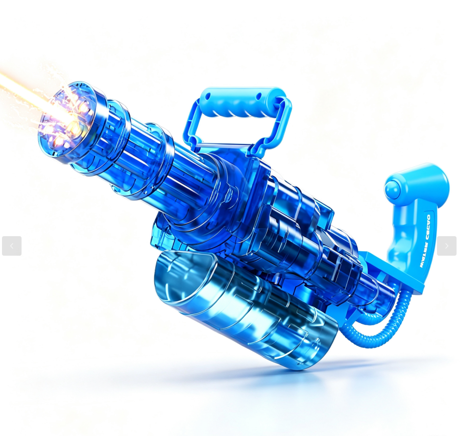 Electric Gatling Water Gun Toy for Kids, Water Blaster with Flame‑Effect Light