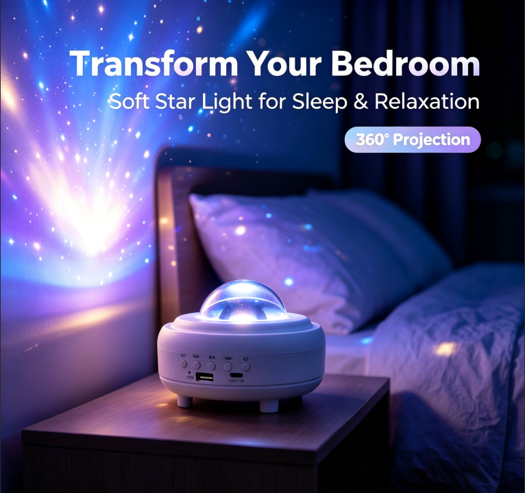 Aurora Star Sky Projector Lamp, Galaxy Night Light for Bedroom Decoration