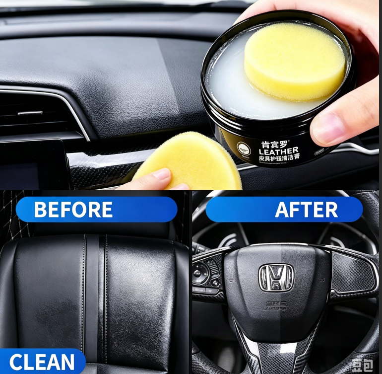 Car Interior Leather Care Cream, Real Leather Seat & Upholstery Conditioner Wax
