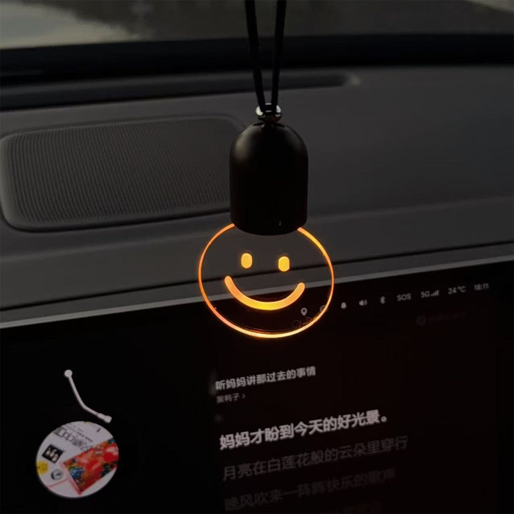 Rechargeable Vibration‑Activated Smiley Car Hanging Lamp, Retro Edison Decor Light