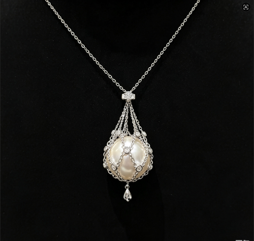 Dreamcatcher Sparkling Diamond Inlaid Mesh Pearl Necklace
