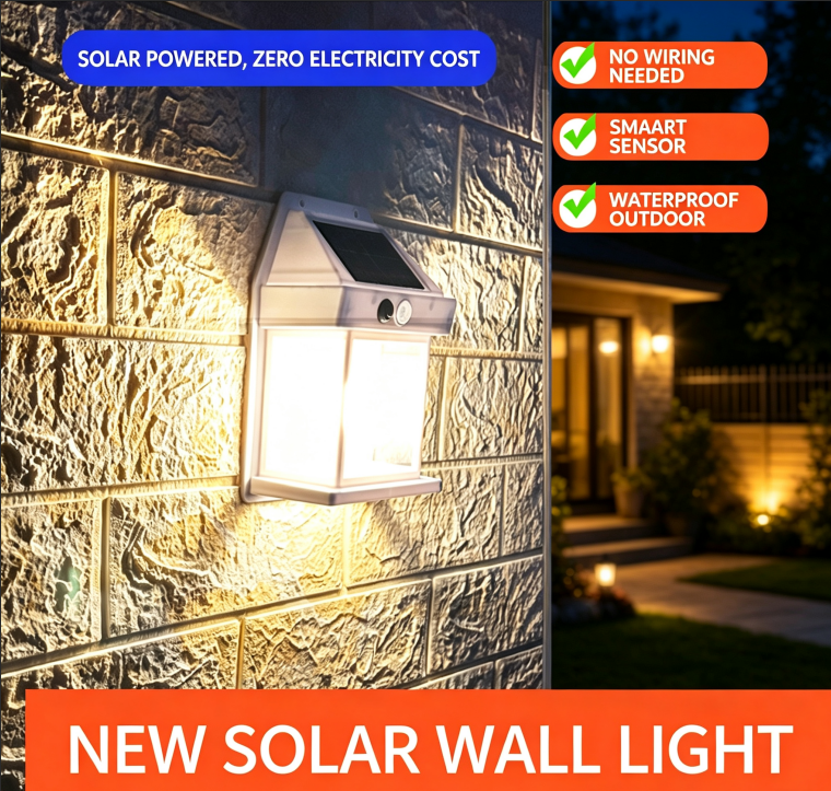 Solar Outdoor Wall Lamp, Waterproof Filament Sensor Garden LightSolar Outdoor Wall Lamp, Waterproof Filament Sensor Garden Light